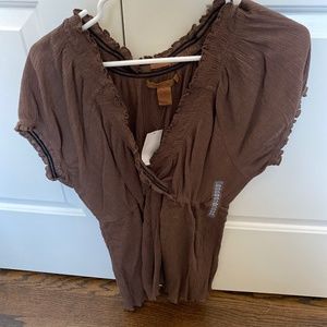 New Old Navy brown wrap blouse